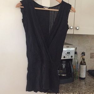 Sheer low cut cinched waist blouse